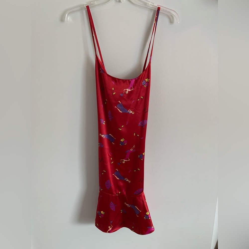 Vintage Joe Boxer Girlfriend Red Print Chemise Size M